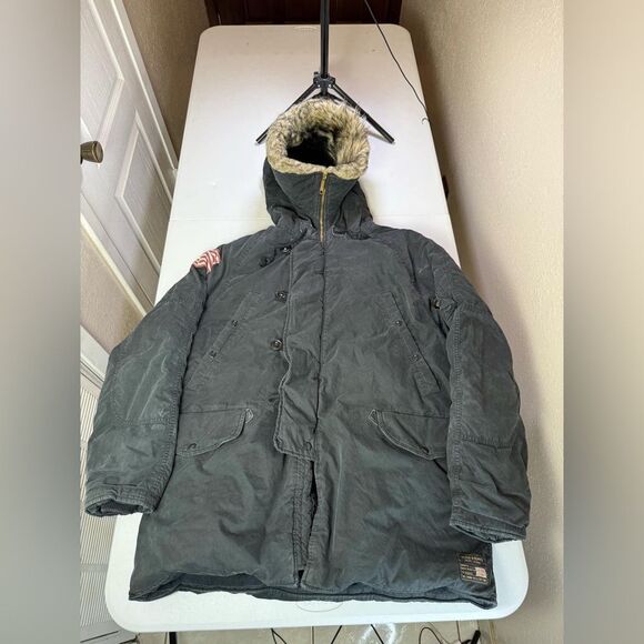 DENIM & SUPPLY RALPH LAUREN SNORKEL JACKET COAT POLO BLACK MENS Sz L RRL RL - Picture 1 of 16